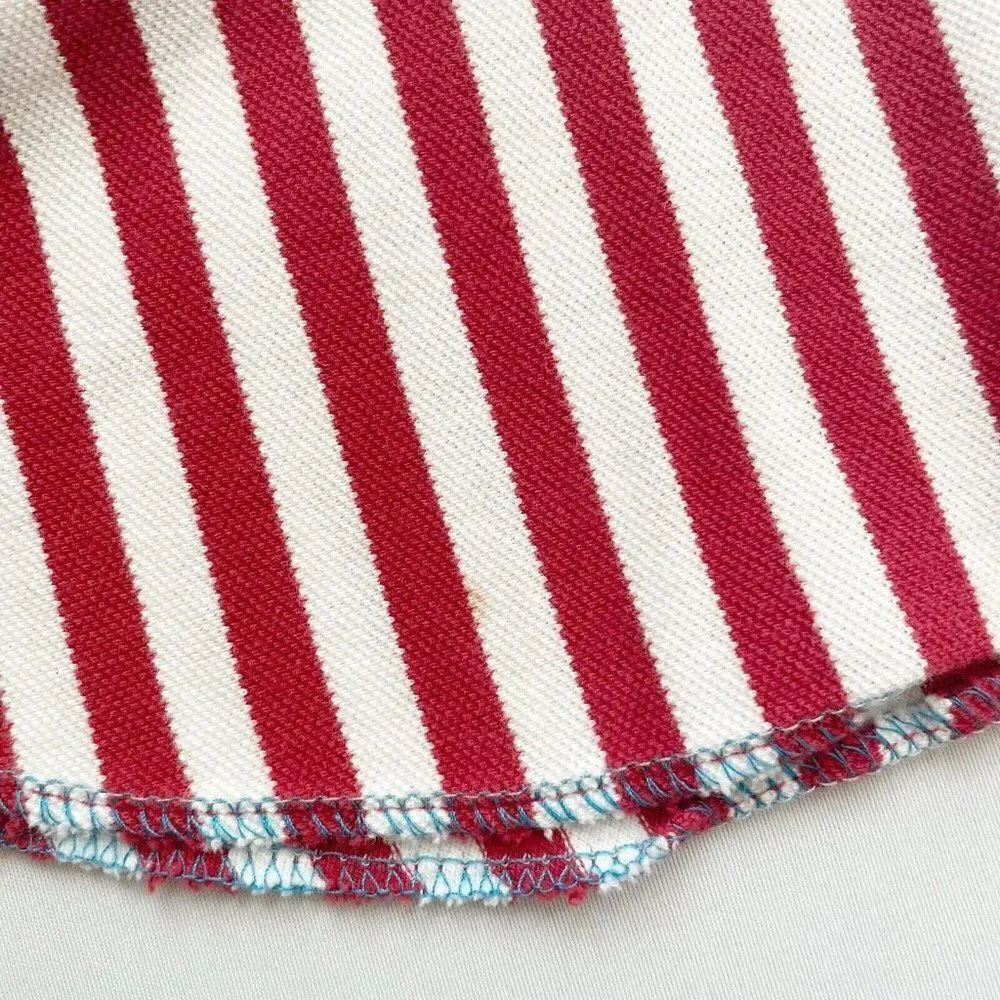 CourtneyCourtney Long Sleeve Girls Red Dress Sz 5/6 Twirl Skirt Upcycled Striped